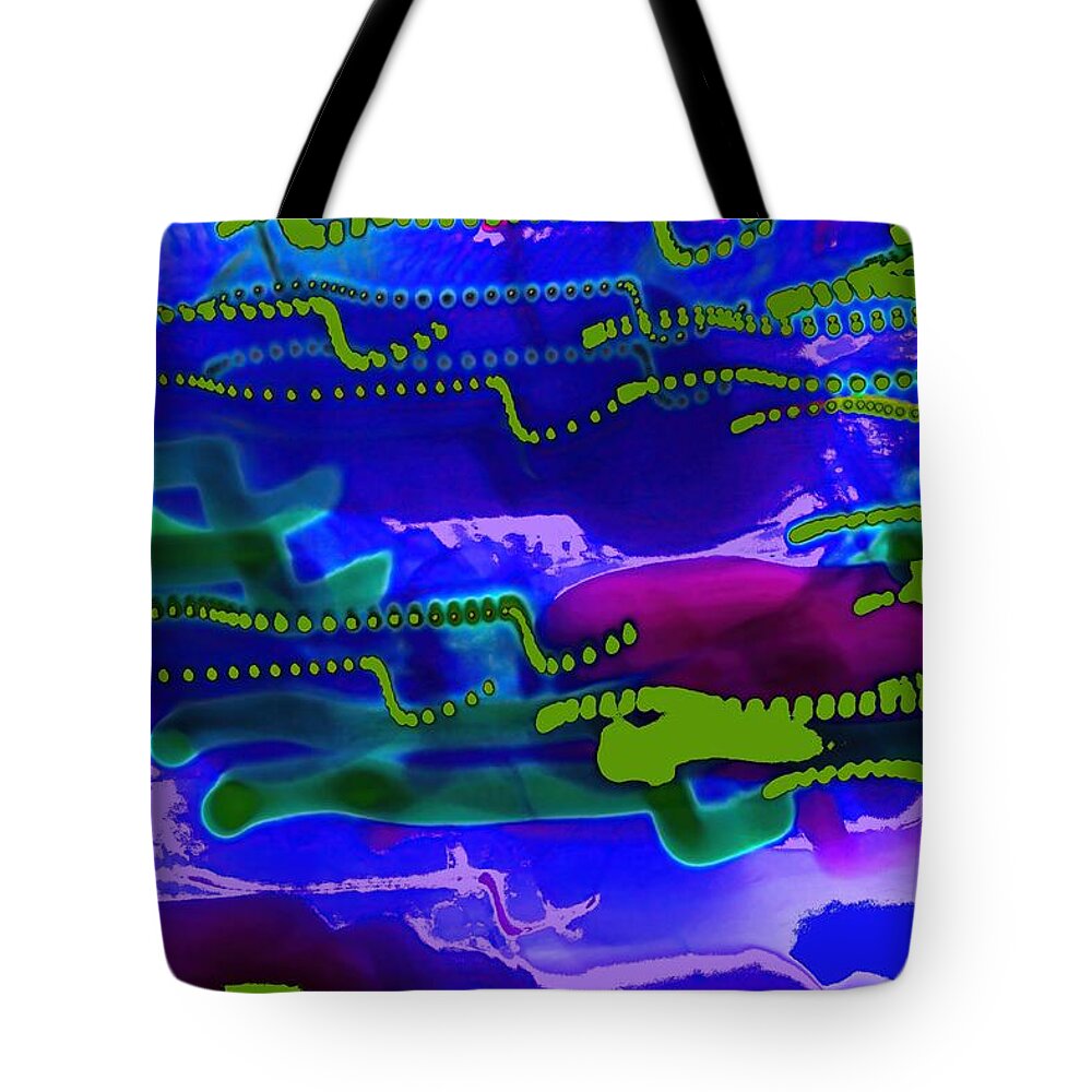 Blue Tote Bag featuring the digital art Activity Below the Waves by T Oliver
