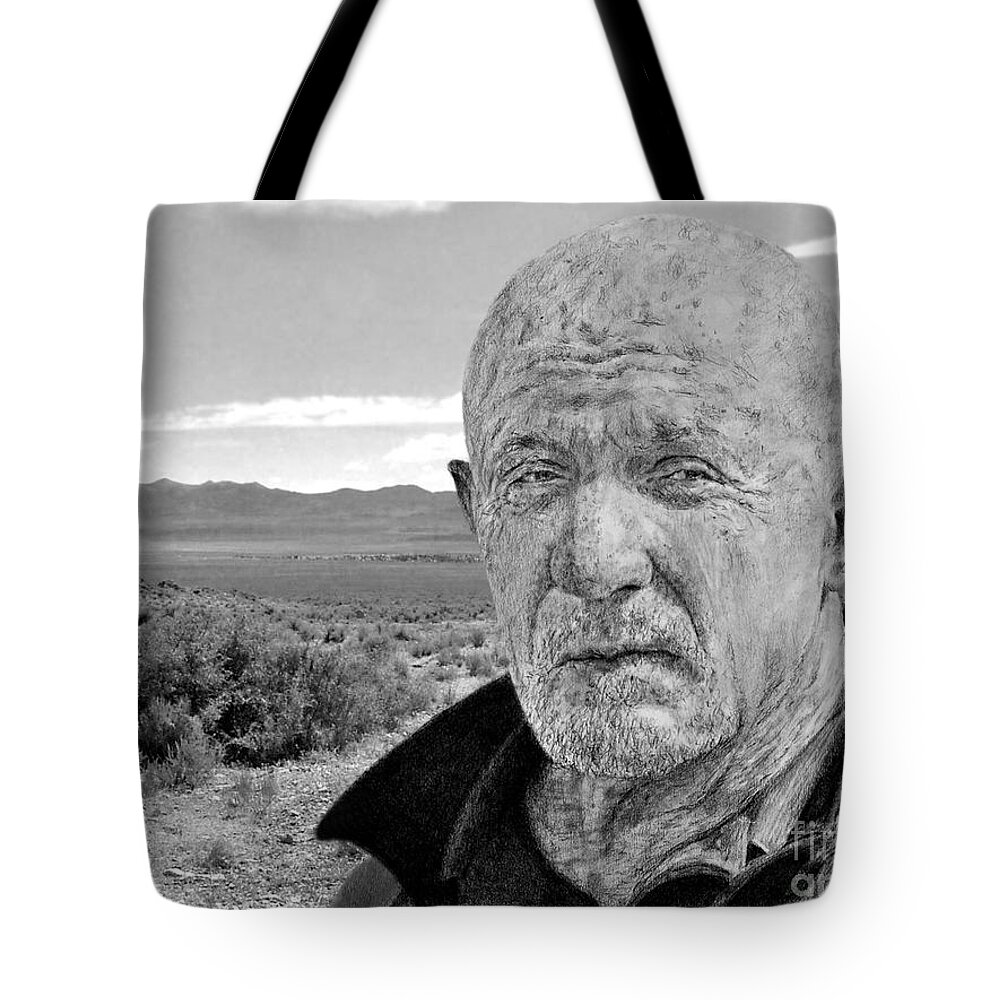 Actor Jonathan Banks As Mike Ehrmantraut In Breaking Bad Tote Bag featuring the digital art Actor Jonathan Banks as Mike Ehrmantraut by Jim Fitzpatrick