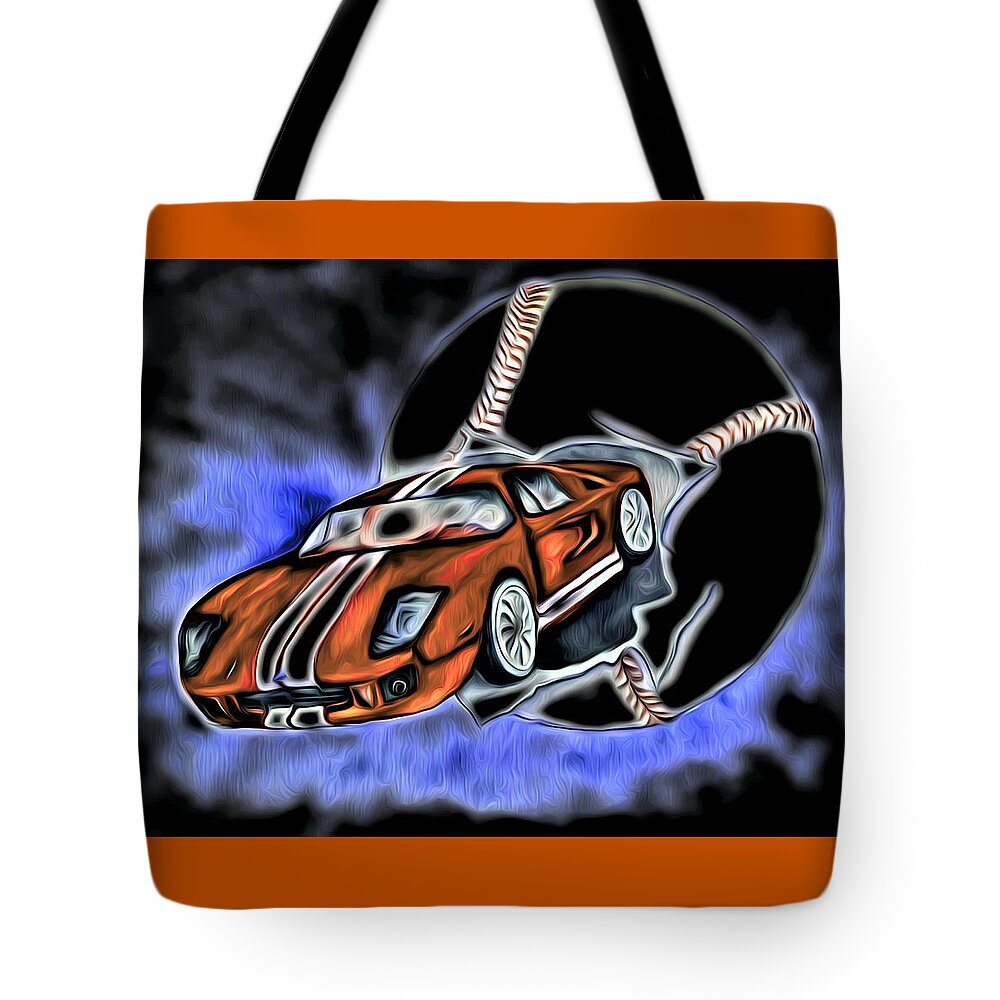 Abstract Tote Bag featuring the digital art Actual Sports Car Abstract by Ronald Mills