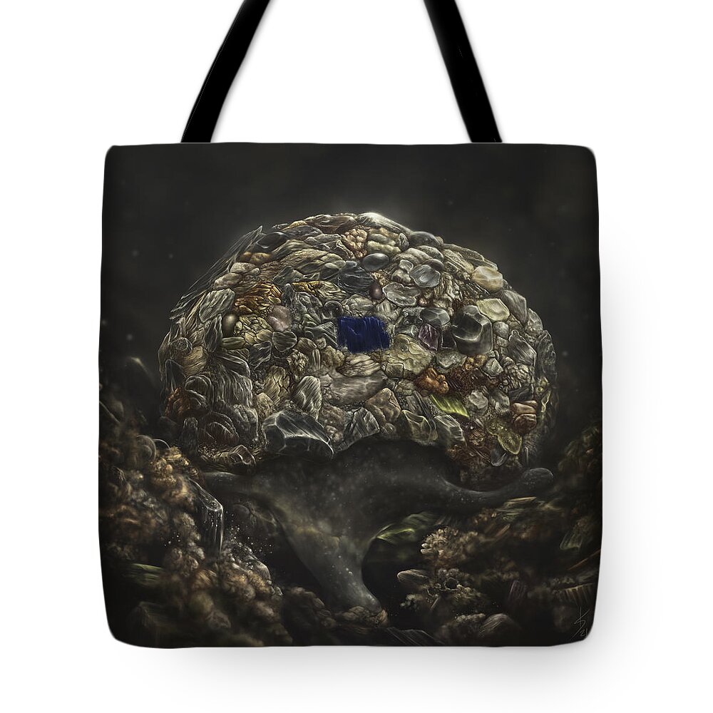 Testate Amoeba Tote Bag featuring the digital art Difflugia 2 by Katelyn Solbakk