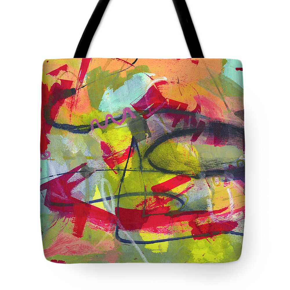 Abstract Expressionism Tote Bag featuring the painting Adventure by Jo-Anne Gazo-McKim