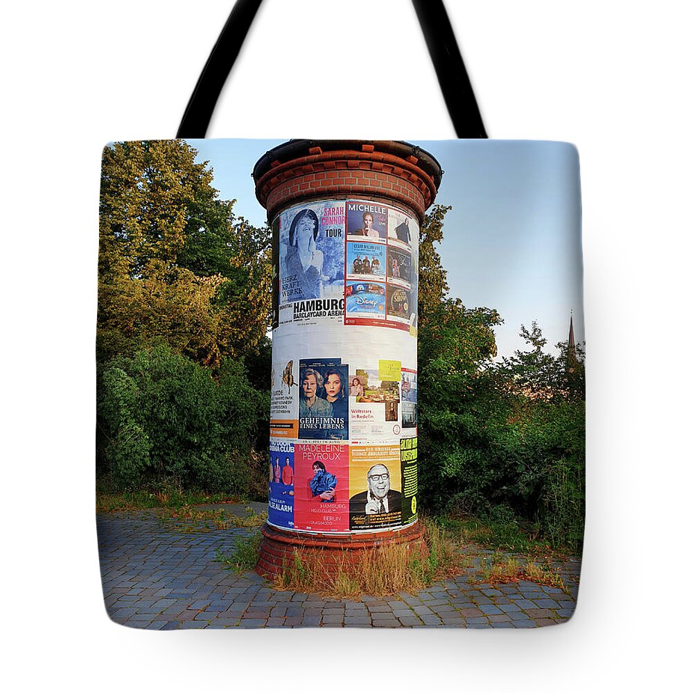 City Tote Bag featuring the photograph Advertising Column - Hamburg by Yvonne Johnstone