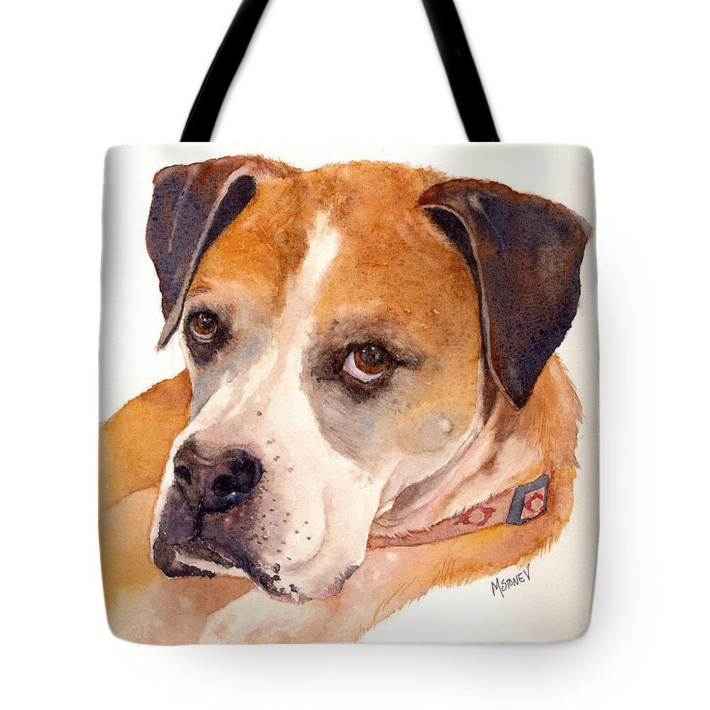 Boxer Tote Bag featuring the painting Ady the Boxer by Marie Stone-van Vuuren