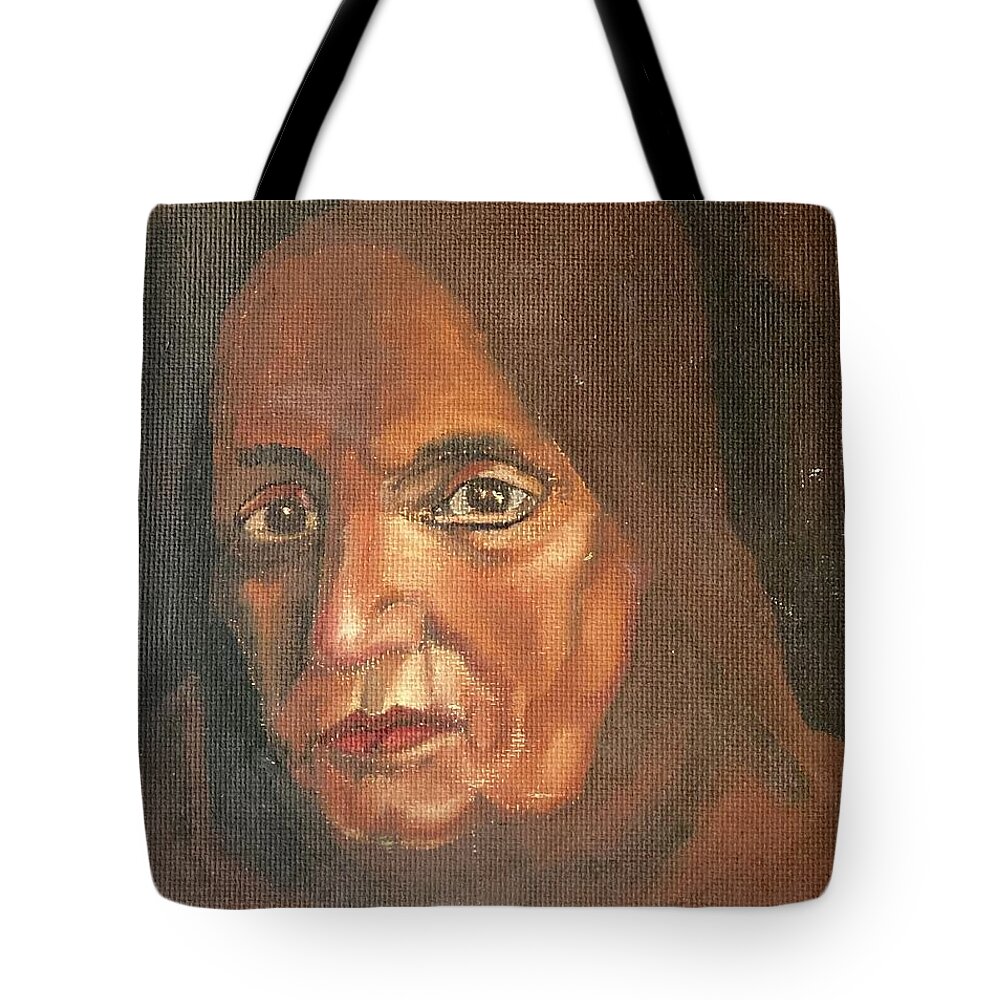 Portrait Tote Bag featuring the painting aElderly Lebanese Woman by David Euler