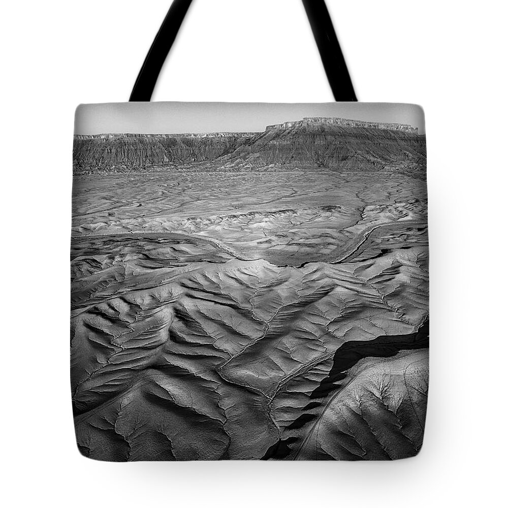 Utah Badlands Tote Bag featuring the photograph Aerial Utah Badlands V by Susan Candelario