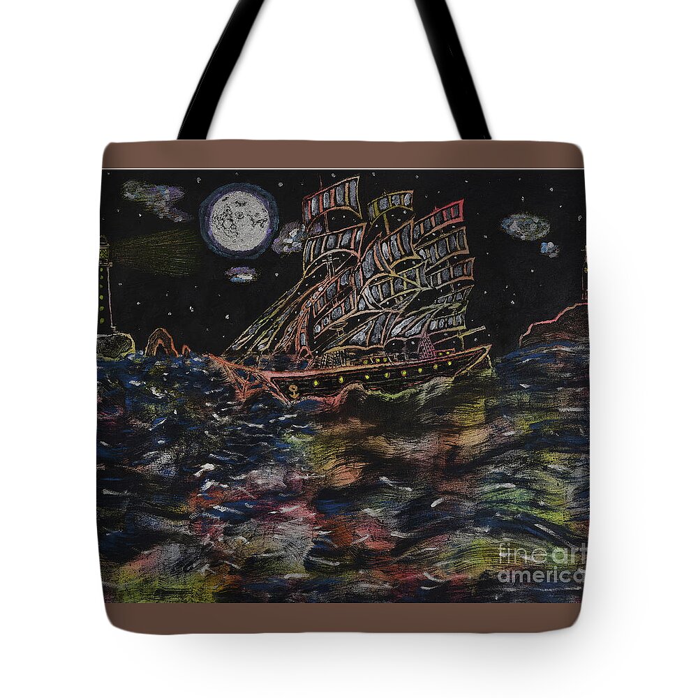 Ship Tote Bag featuring the painting Affair of the seas by David Westwood