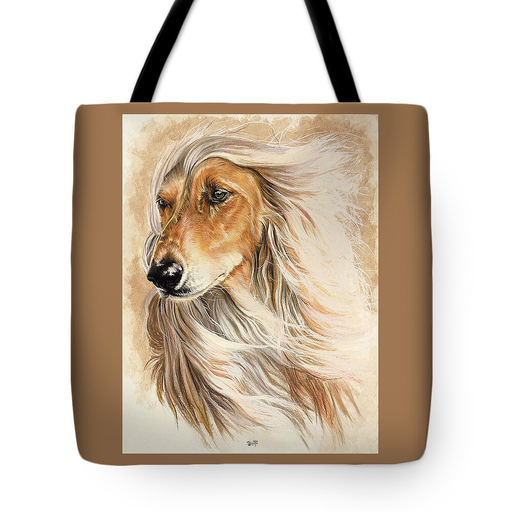 Hound Tote Bag featuring the mixed media Afghan Hound in Watercolor by Barbara Keith