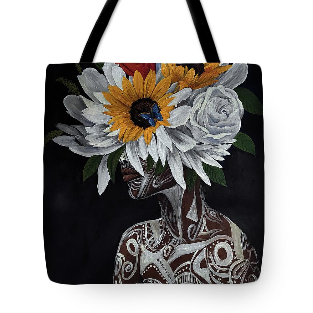 Rmo Tote Bag featuring the painting African Blossom by Ronnie Moyo