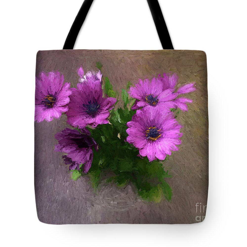 African Daisy Tote Bag featuring the photograph African Daisies - Osteospermum by Yvonne Johnstone