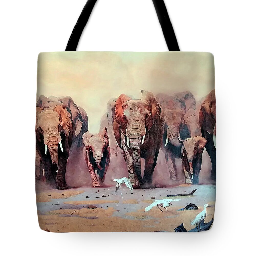 Africa Tote Bag featuring the painting African Family Avante by Ronnie Moyo