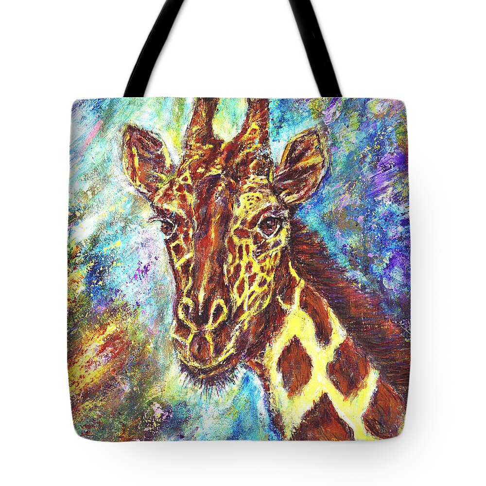 African Giraffe Tote Bag featuring the painting African Giraffe by John Bohn