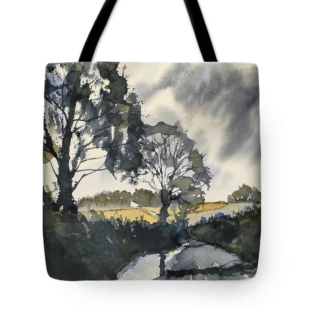 Watercolour Tote Bag featuring the painting After rain on the road to Duggleby by Glenn Marshall