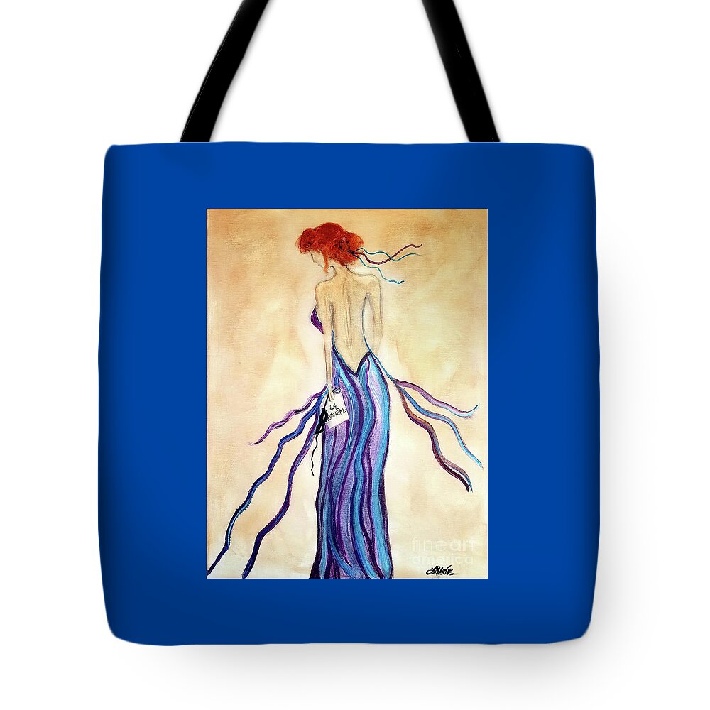 Mask Tote Bag featuring the painting After the Opera by Artist Linda Marie