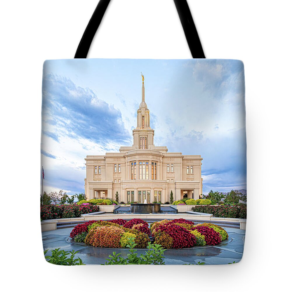 Clouds Tote Bag featuring the photograph After the Rain - Payson Utah Temple by Bret Barton
