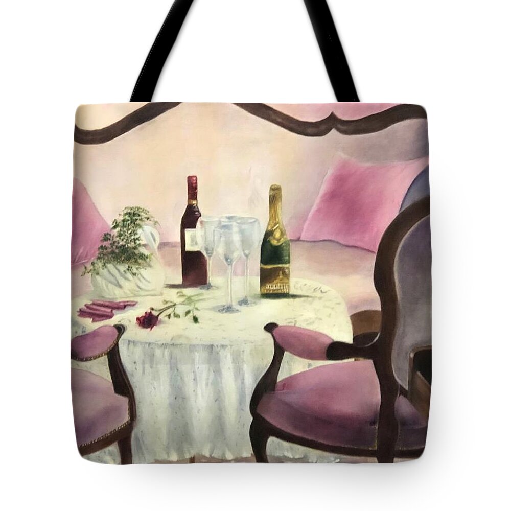 Champagne Tote Bag featuring the painting Afternoon Delight by Juliette Becker