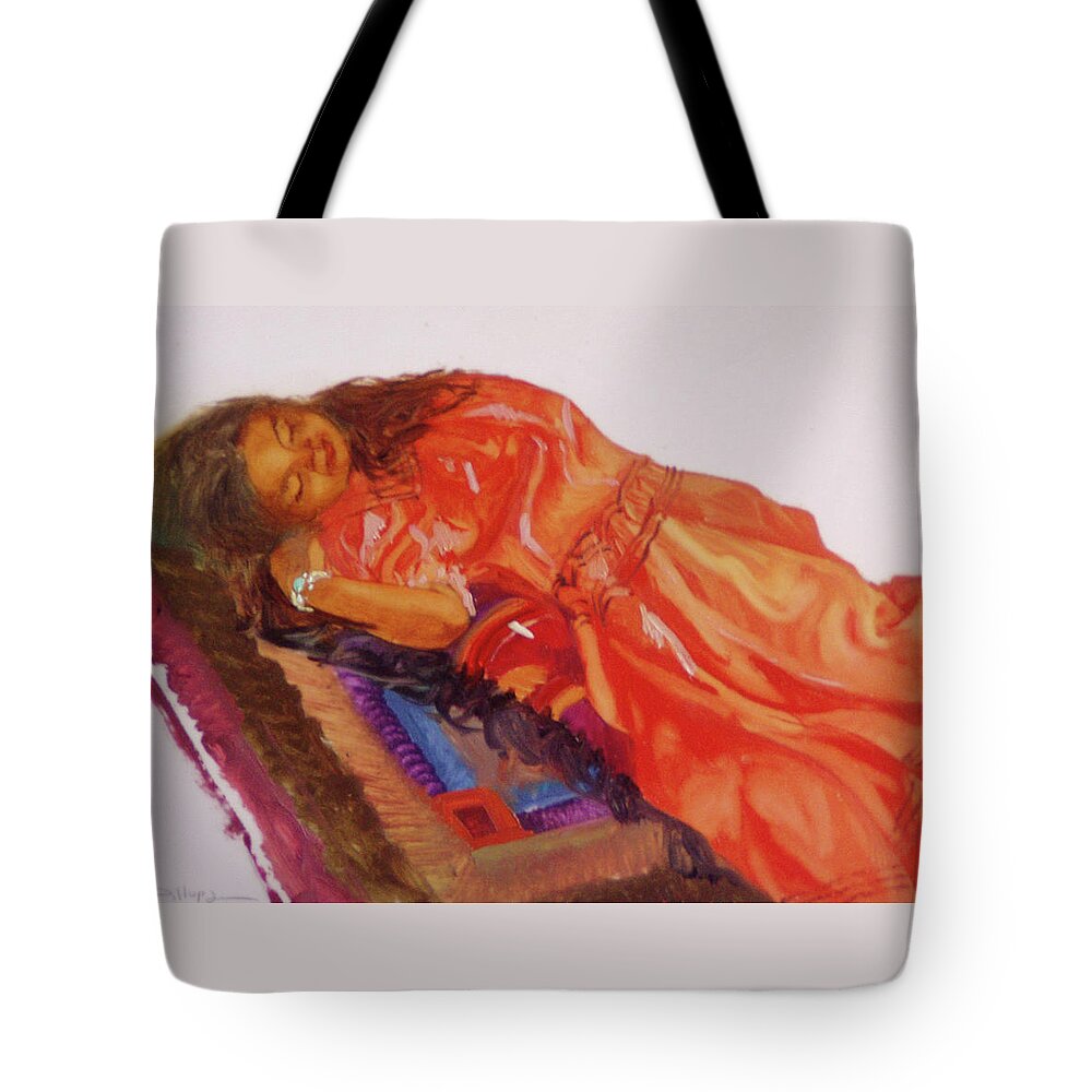 Miniatures Tote Bag featuring the painting Afternoon Nap by Elizabeth - Betty Jean Billups