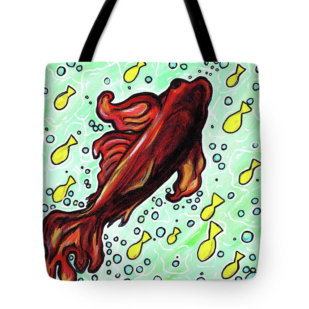 Fish Tote Bag featuring the painting Against The Current by Meghan Elizabeth