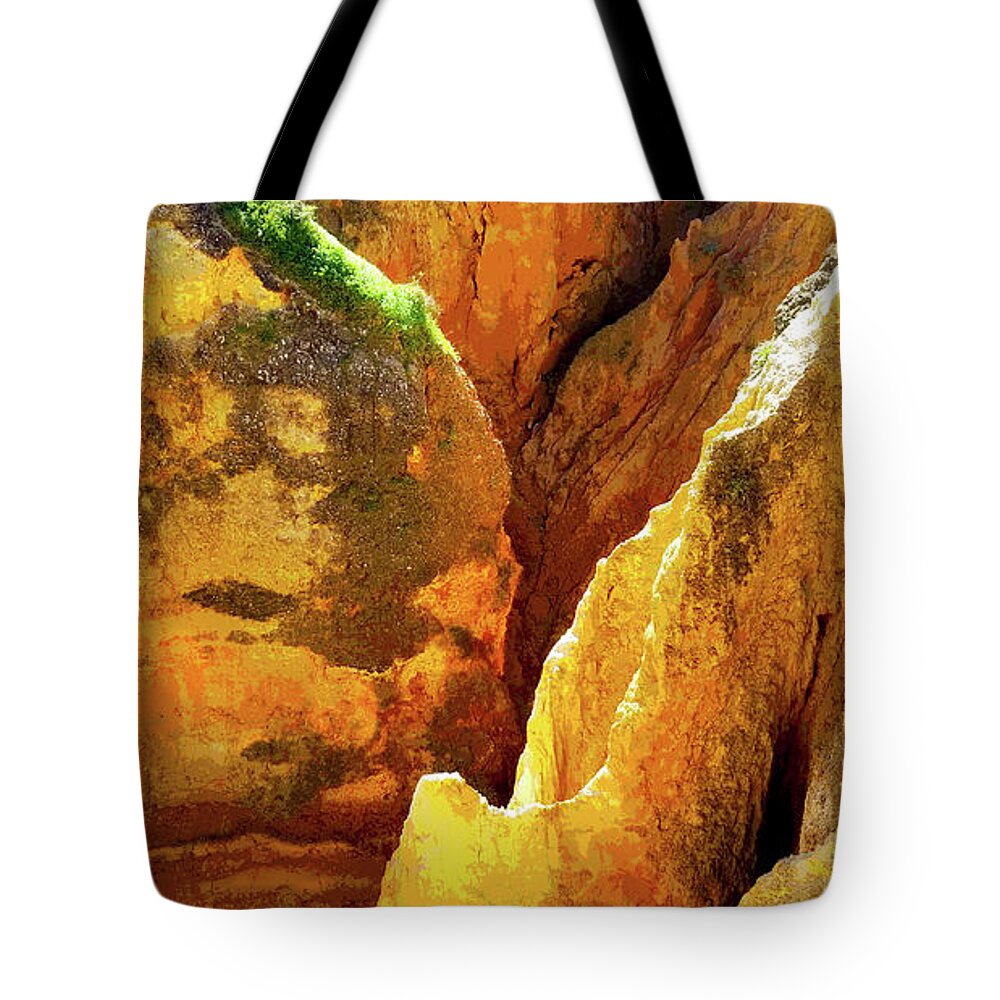Algarve Tote Bag featuring the photograph Agarve cliff faces by John Bartosik