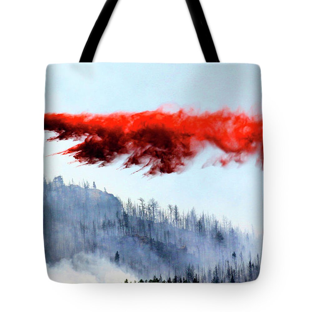 Plane Tote Bag featuring the photograph Air Tanker Wildfire Drop by Rick Wilking