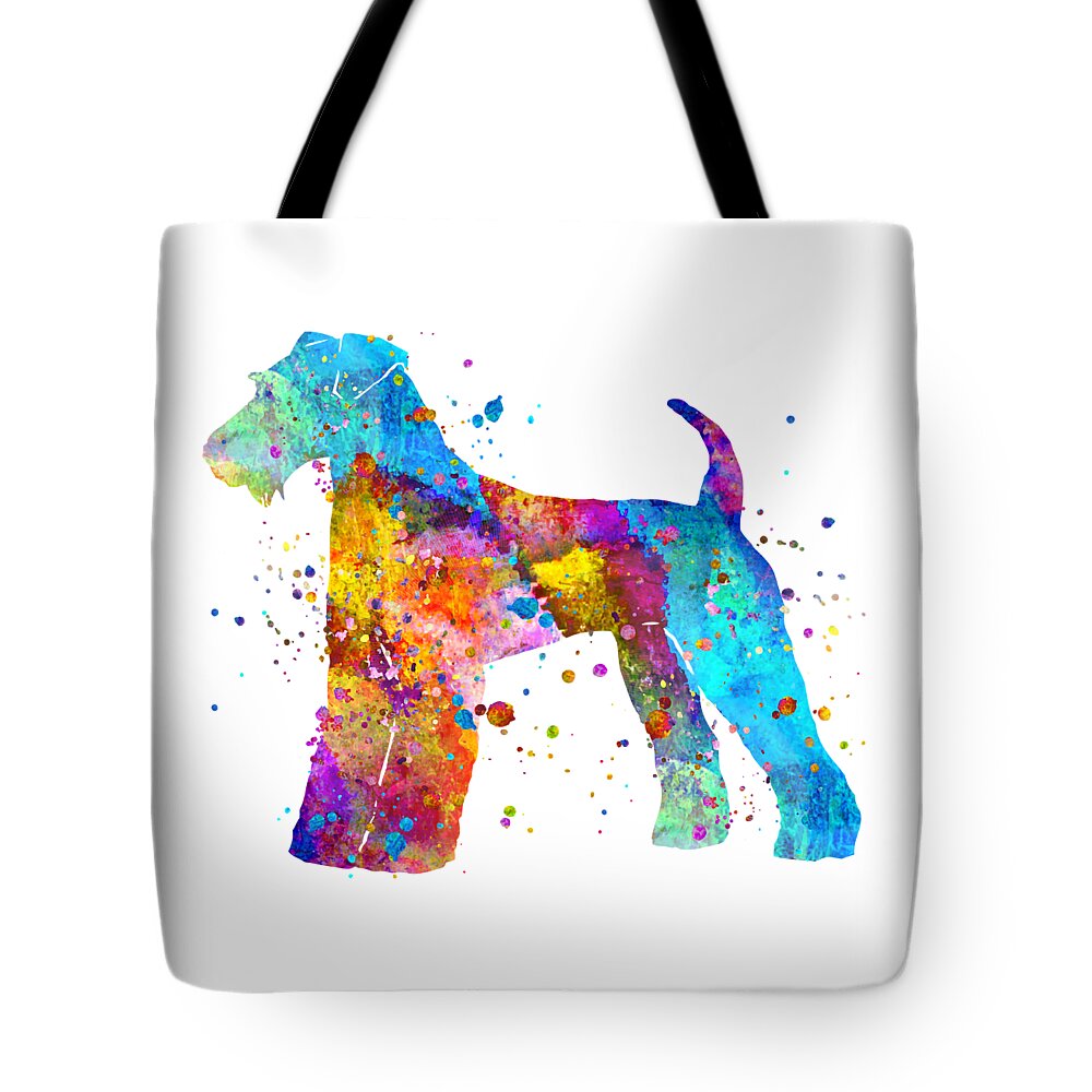 Airedale Tote Bag featuring the painting Airedale Terrier Art by Zuzi 's