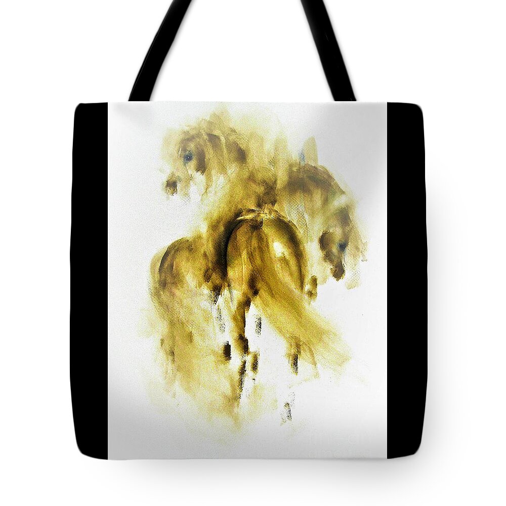 Horse Painting Tote Bag featuring the painting Ajmal and Ahmad by Janette Lockett
