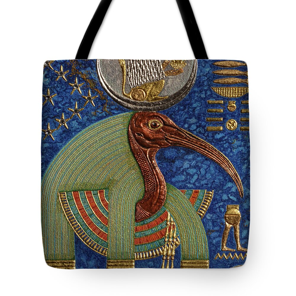 Ancient Tote Bag featuring the mixed media Akem-Shield of Djehuty and the Souls of Khemennu by Ptahmassu Nofra-Uaa
