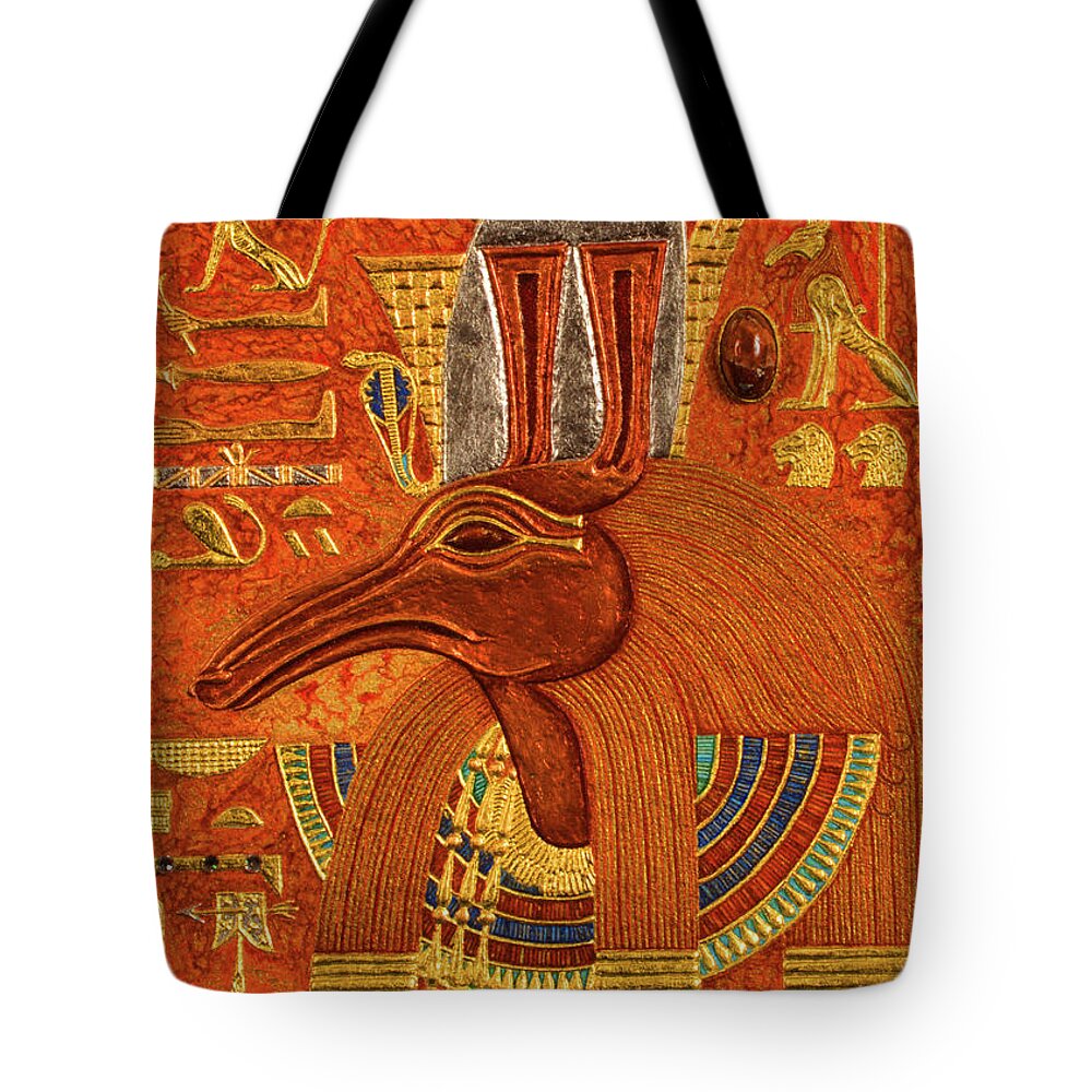 Ancient Tote Bag featuring the mixed media Akem-Shield of Sutekh Who is Great of Strength by Ptahmassu Nofra-Uaa