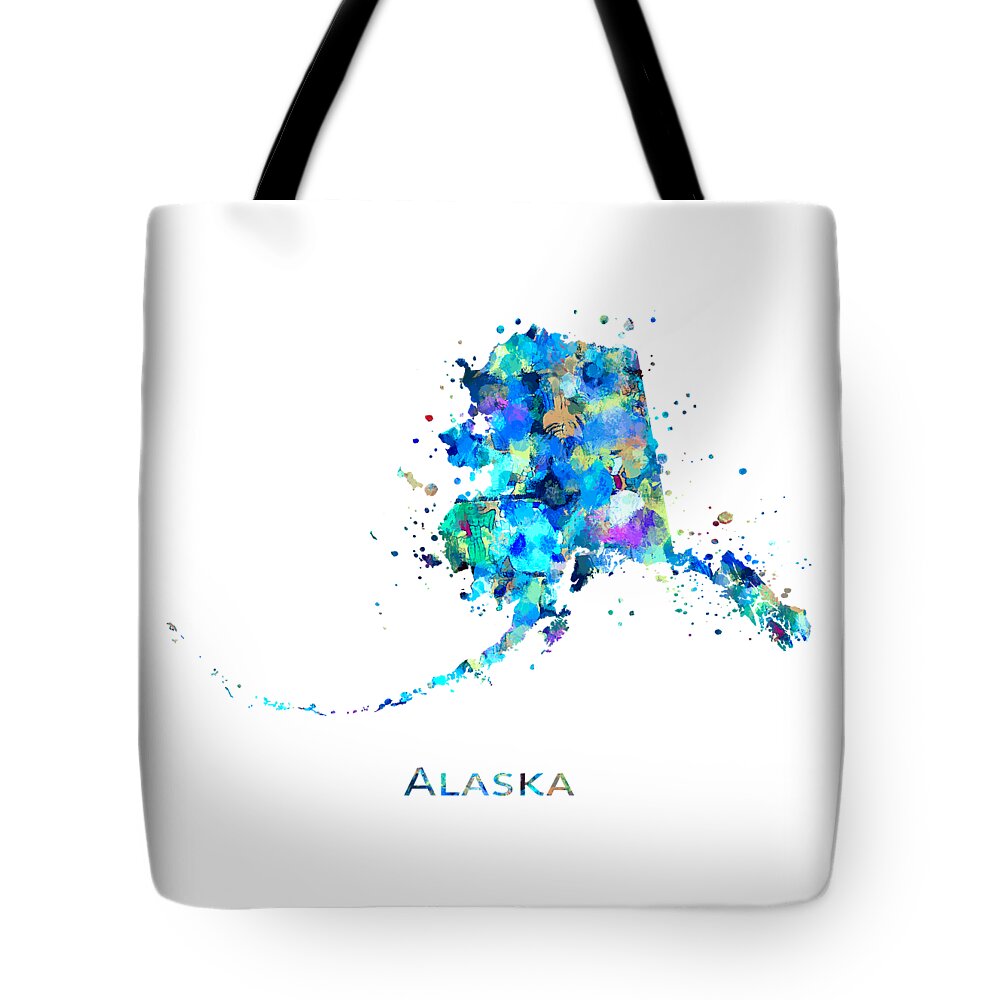Alaska Tote Bag featuring the painting Alaska Map Art by Zuzi 's