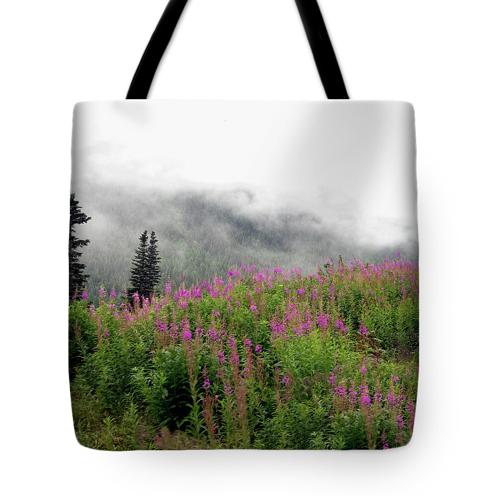 Alaska Tote Bag featuring the photograph Alaska Mountain Wildflowers by Karen Zuk Rosenblatt