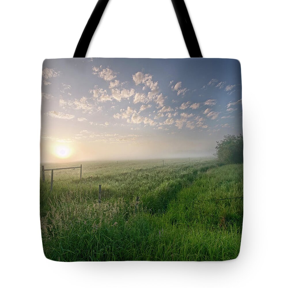 Landscape Tote Bag featuring the photograph Alberta Summer Sunrise by Dan Jurak