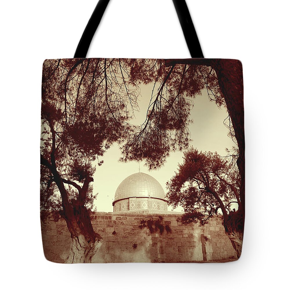Albumen Print Of Amazing Mosques Around The World - 032 Tote Bag featuring the painting Albumen Print of Amazing Mosques around the world - 032, Woodburytype by Artistic Rifki