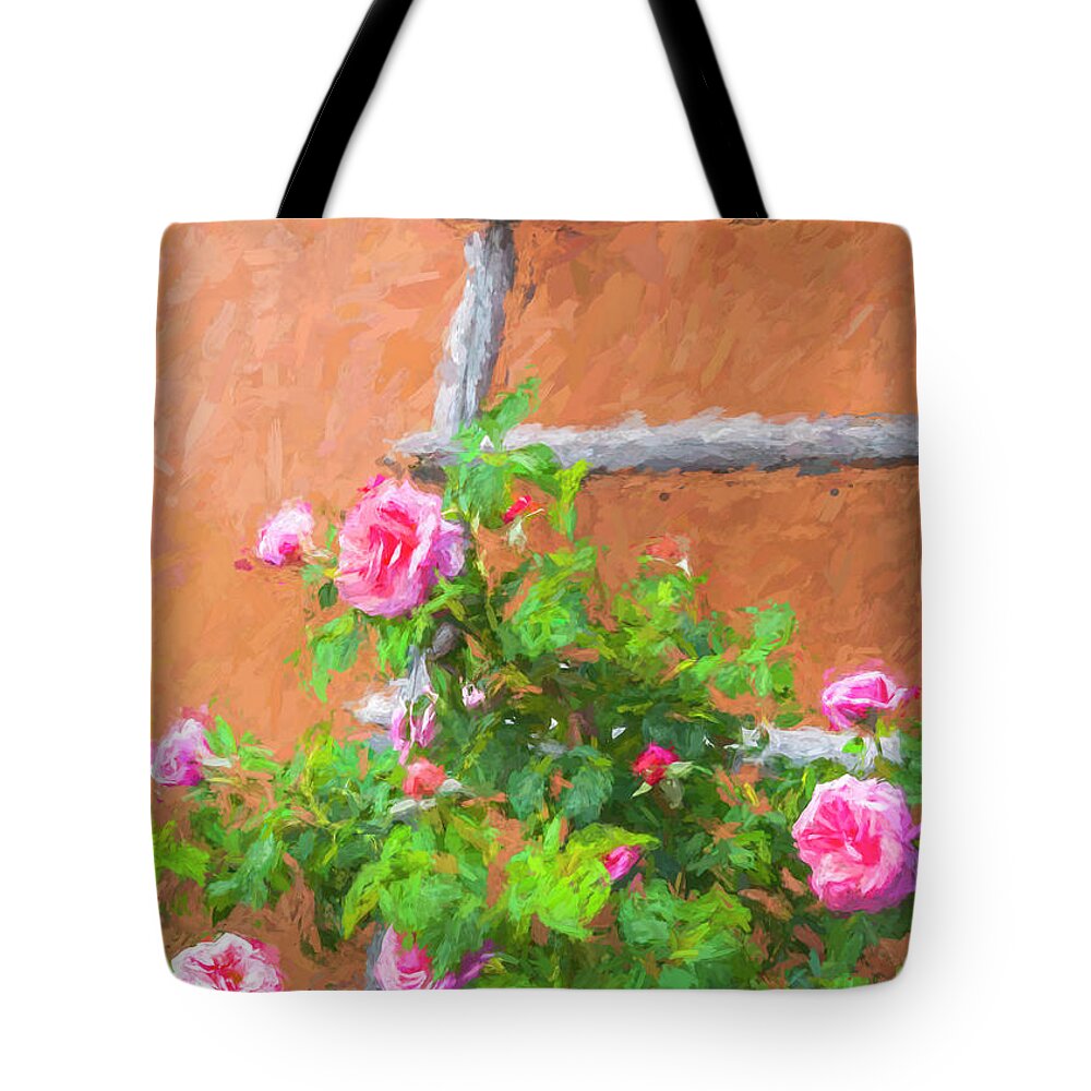 Rose Tote Bag featuring the photograph Albuquerque Rose Ladder by Ginger Stein