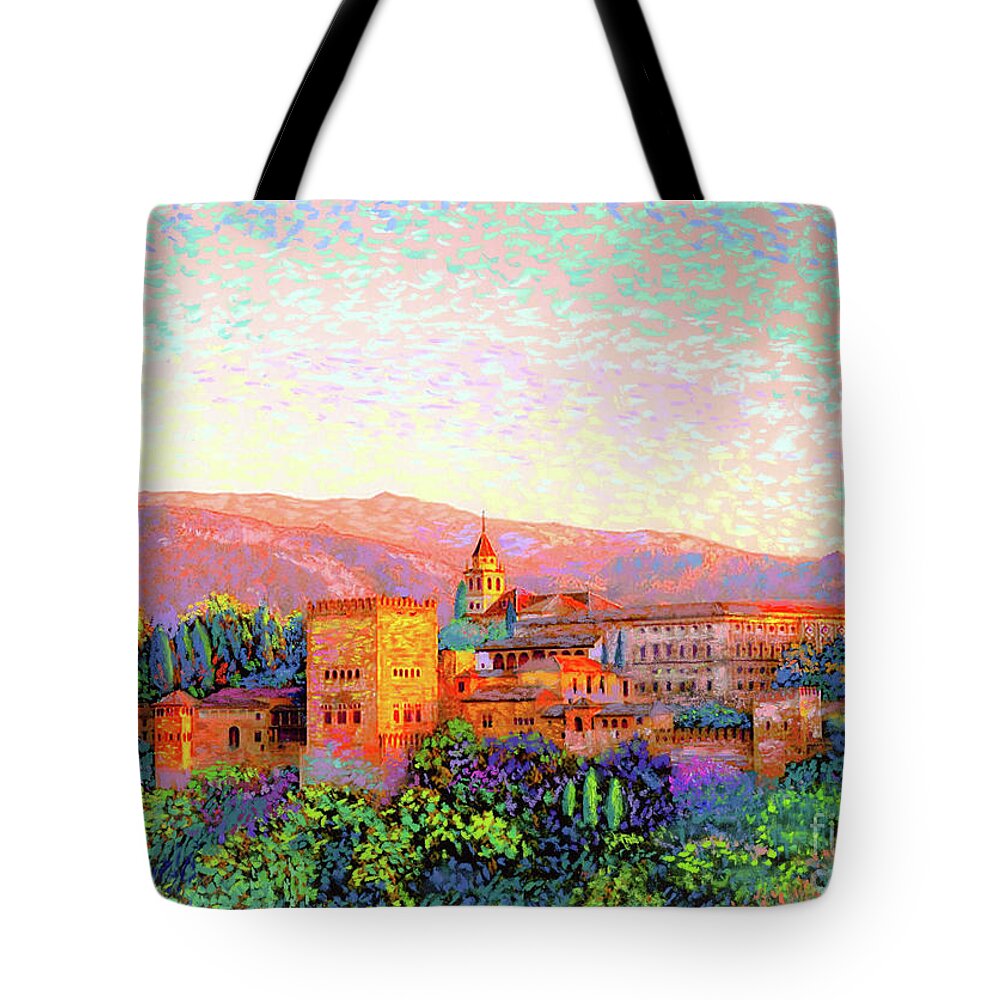 Spain Tote Bag featuring the painting Alhambra, Granada, Spain by Jane Small