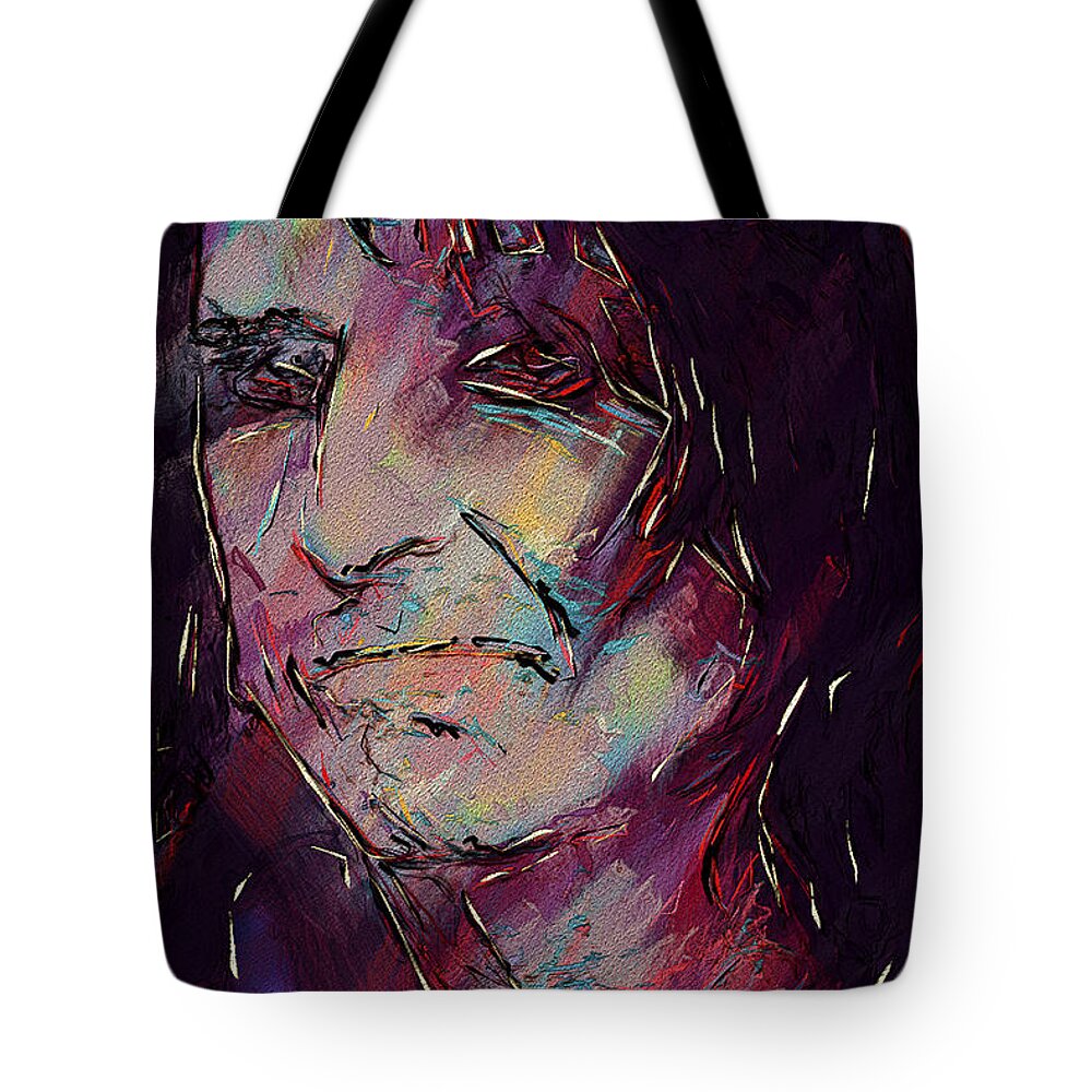Alice Cooper Tote Bag featuring the digital art Alice Cooper by David Lane
