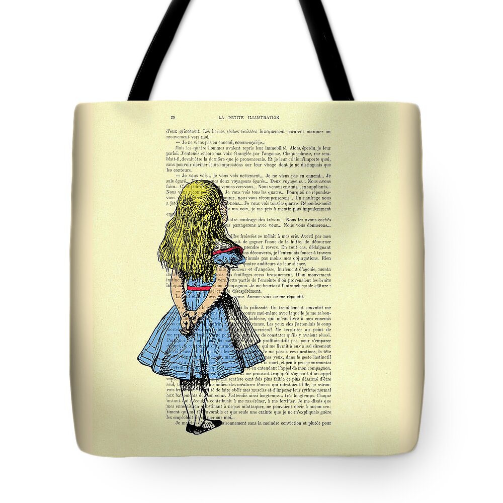 Alice in Wonderland on antique book page Tote Bag