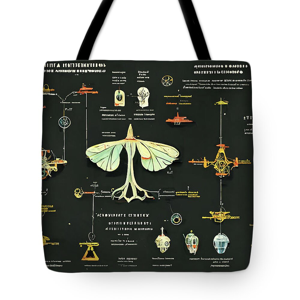 Alien Tote Bag featuring the digital art Alien Insects #6 by Nickleen Mosher