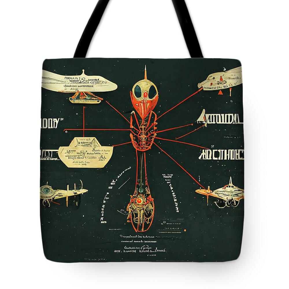 Alien Tote Bag featuring the digital art Alien Insects #7 by Nickleen Mosher