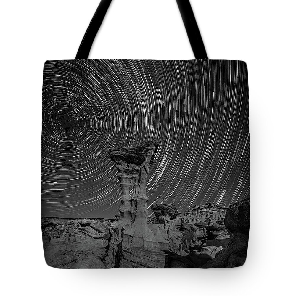 Alien Throne Star Trails Tote Bag featuring the photograph Alien Throne Star Trails by George Buxbaum