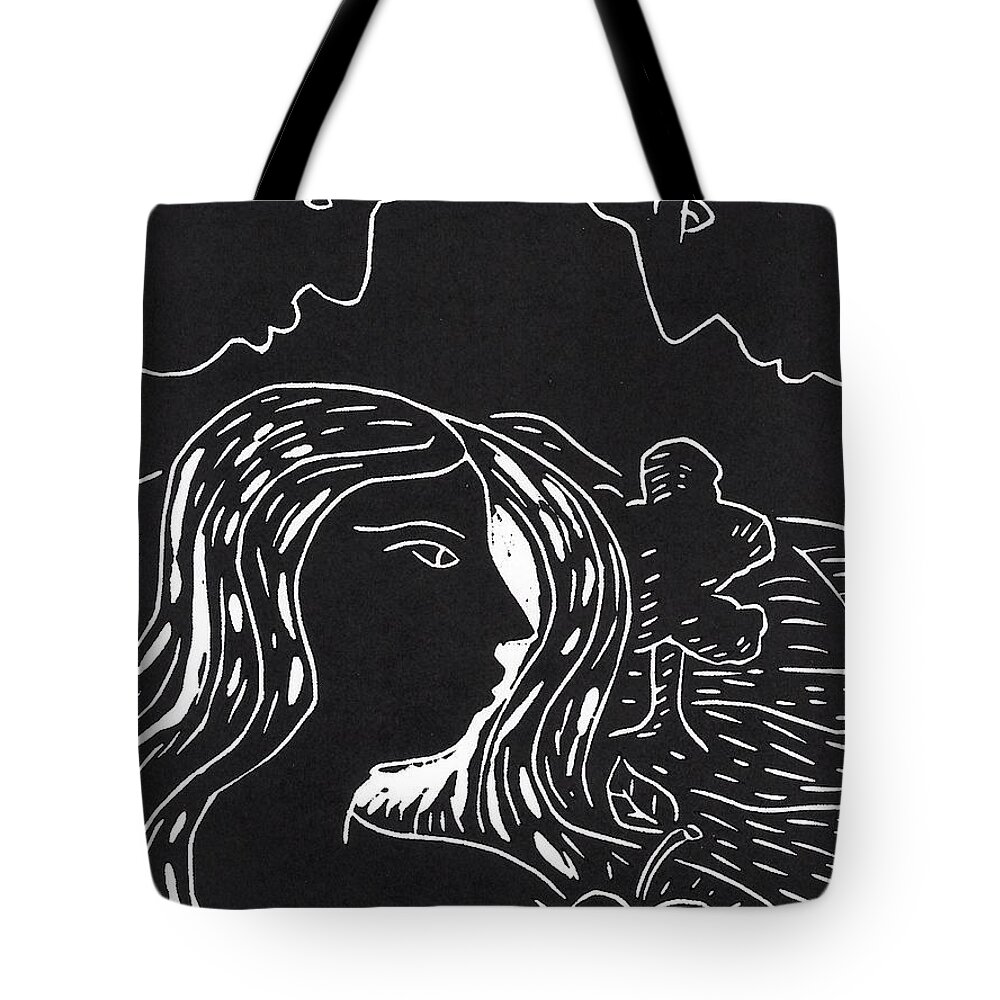 Black And White Tote Bag featuring the relief All about Eve by Gerry High