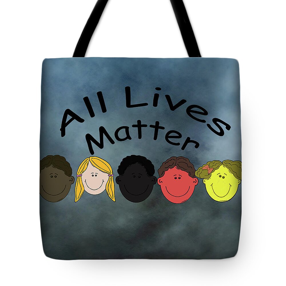 All Lives Matter Tote Bag featuring the mixed media All Lives Matter Five Young Faces by Movie Poster Prints