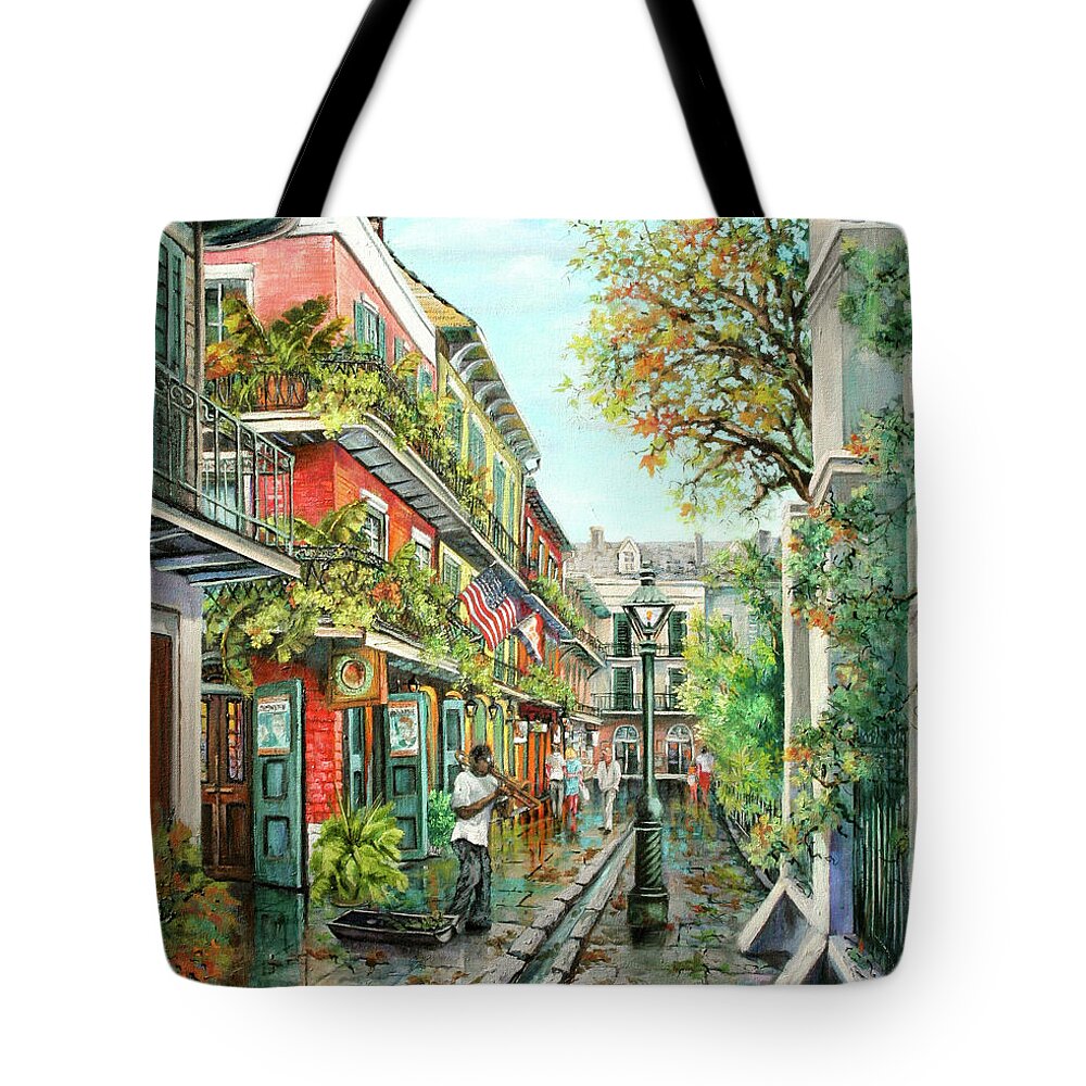 New Orleans Jazz Tote Bag featuring the painting Alley Jazz by Dianne Parks