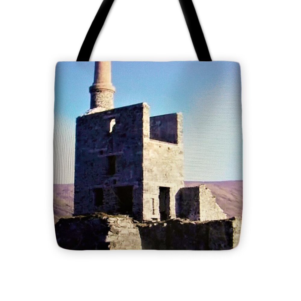 Copper Mine Tote Bag featuring the painting Allihies Copper Mine, Kerry by Val Byrne