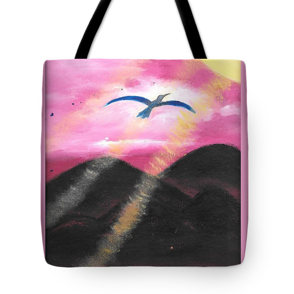 Bird Tote Bag featuring the painting Almost There by Esoteric Gardens KN