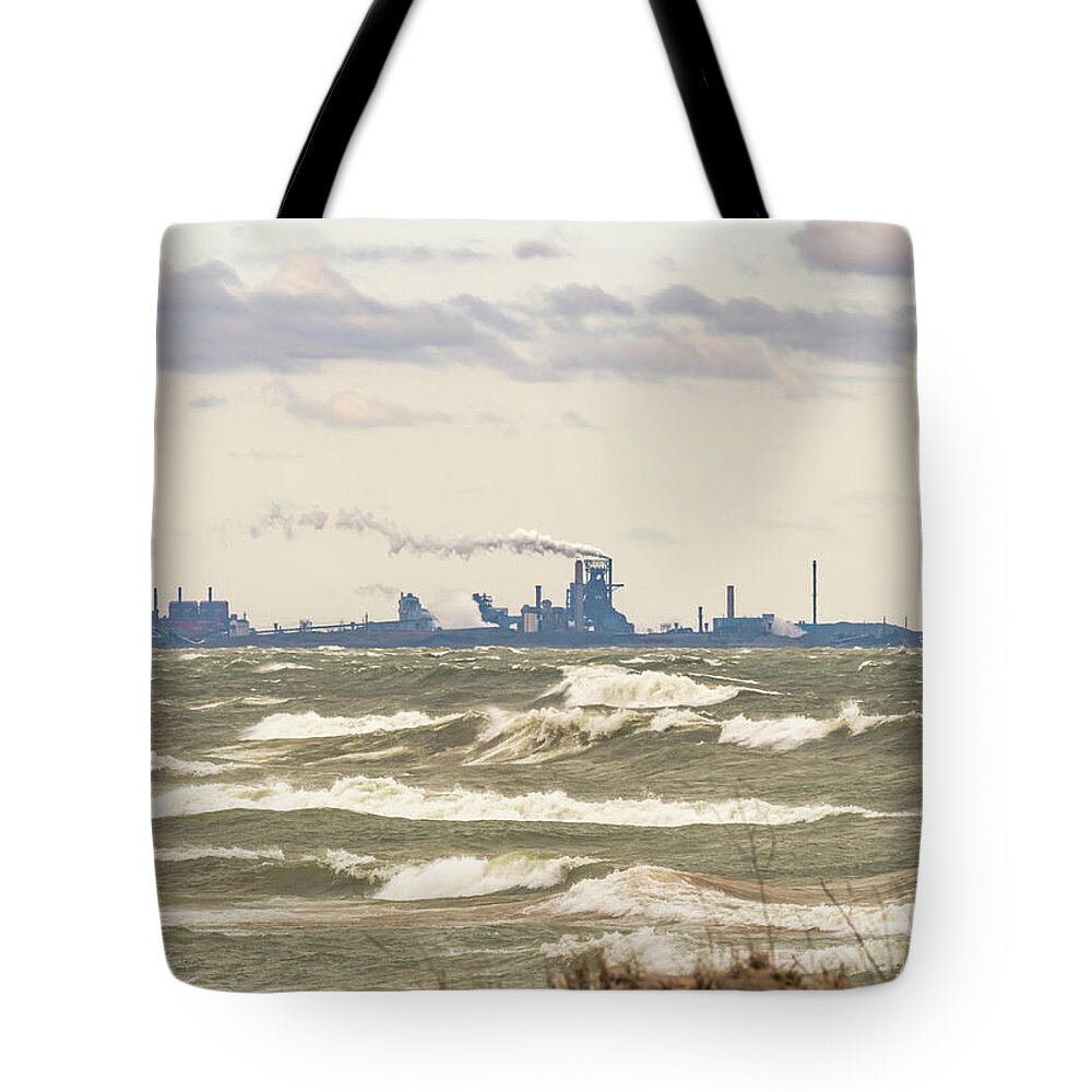 Shoreline Tote Bag featuring the photograph Along the Lake Michigan Shoreline by Laura Hedien