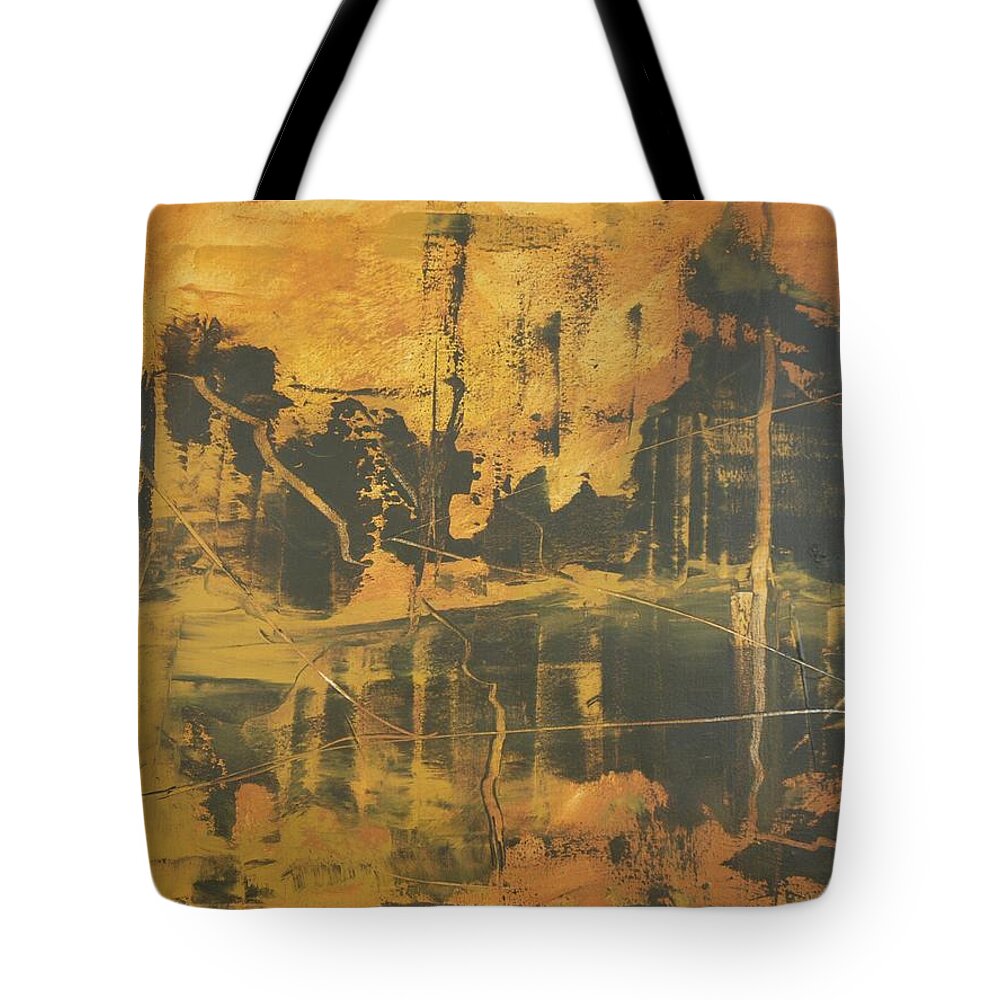 Abstract Tote Bag featuring the painting Along the Tobyhanna by Dick Richards