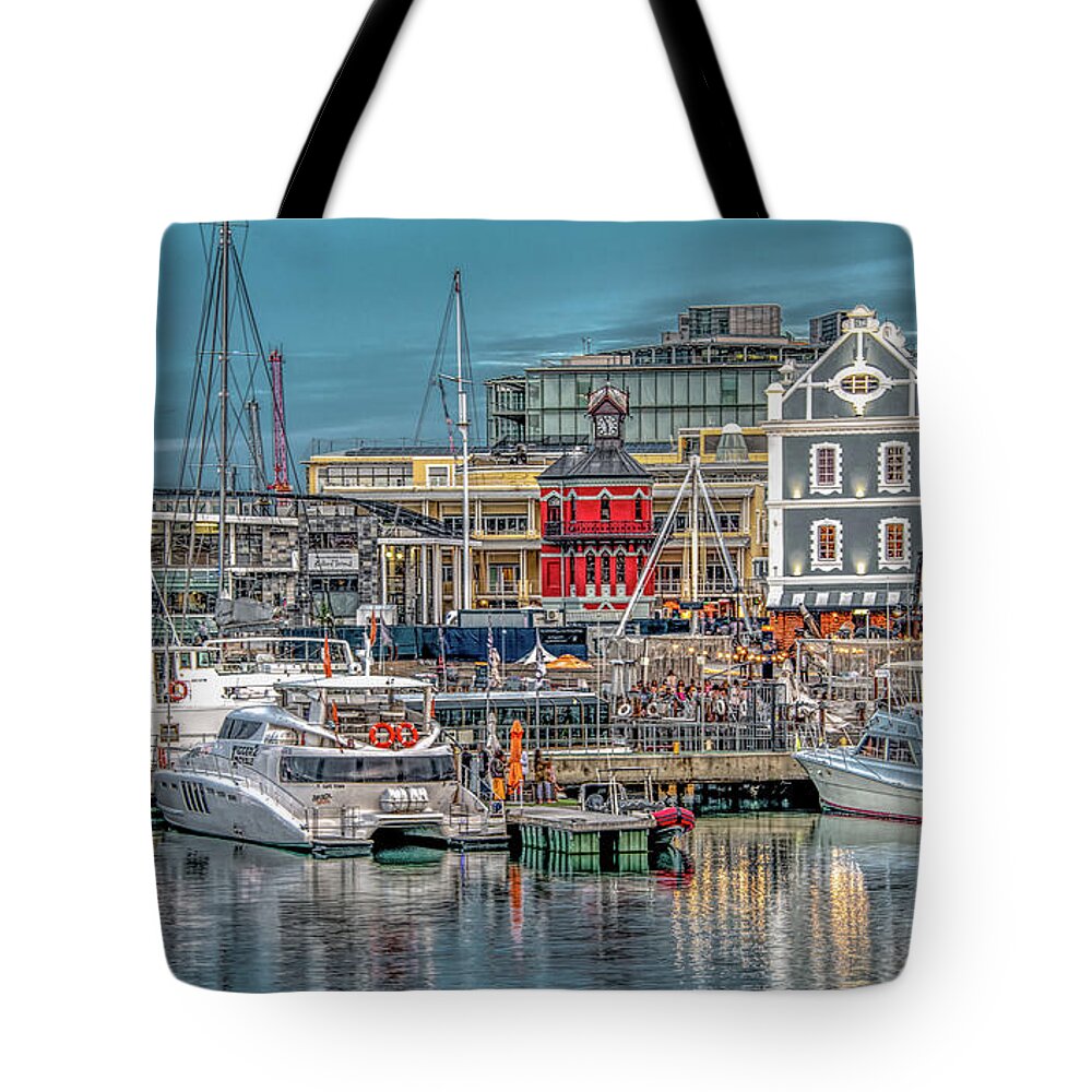 Cape Town Tote Bag featuring the photograph Along the Waterfront in Capetown by Marcy Wielfaert