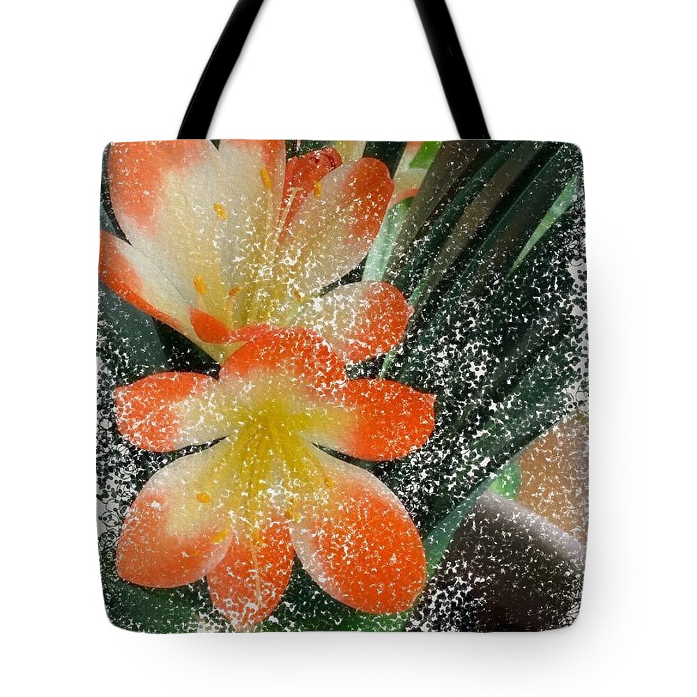 Flowers Tote Bag featuring the digital art Amaryllis by Kathryn Alexander MA