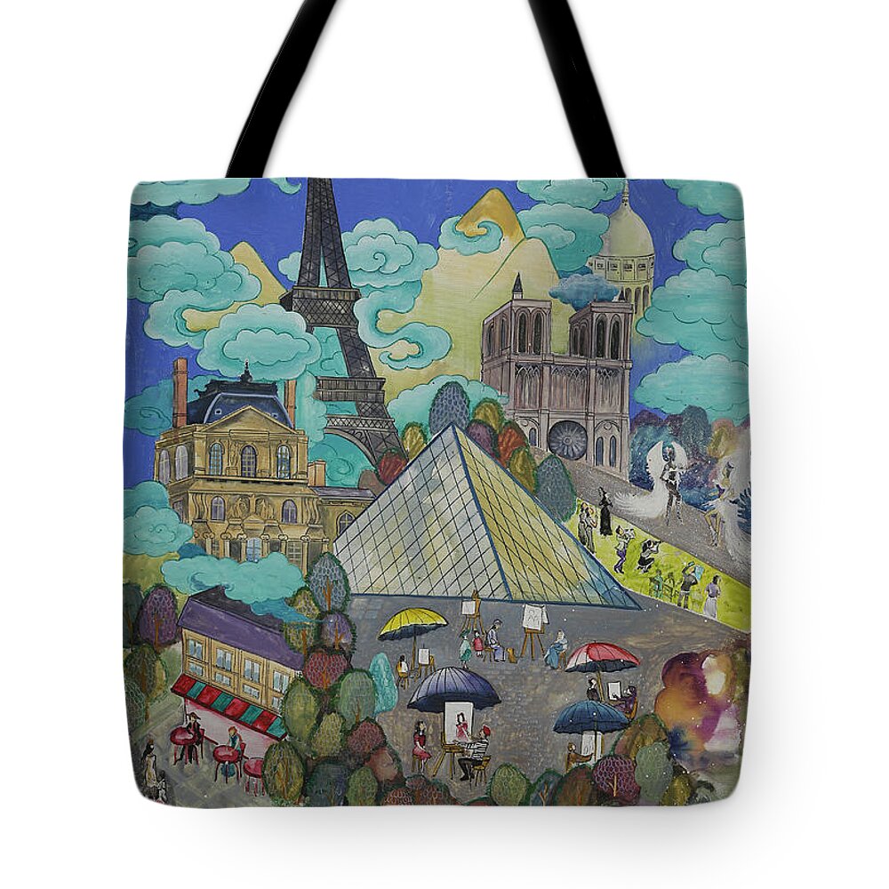Amazing Tote Bag featuring the painting Amazing Paris by Munkhzul Bundgaa