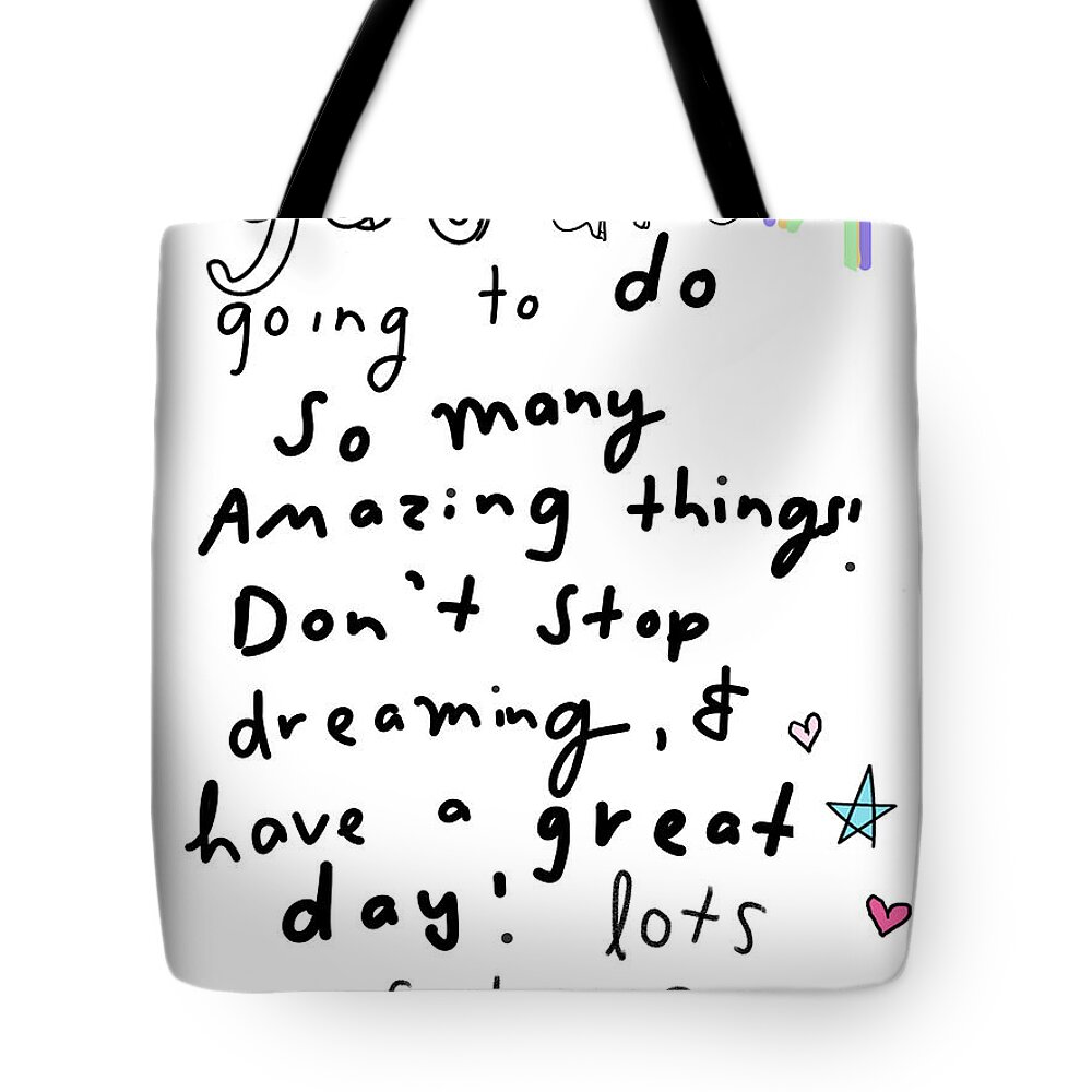 Words Tote Bag featuring the digital art Amazing Things by Ashley Rice