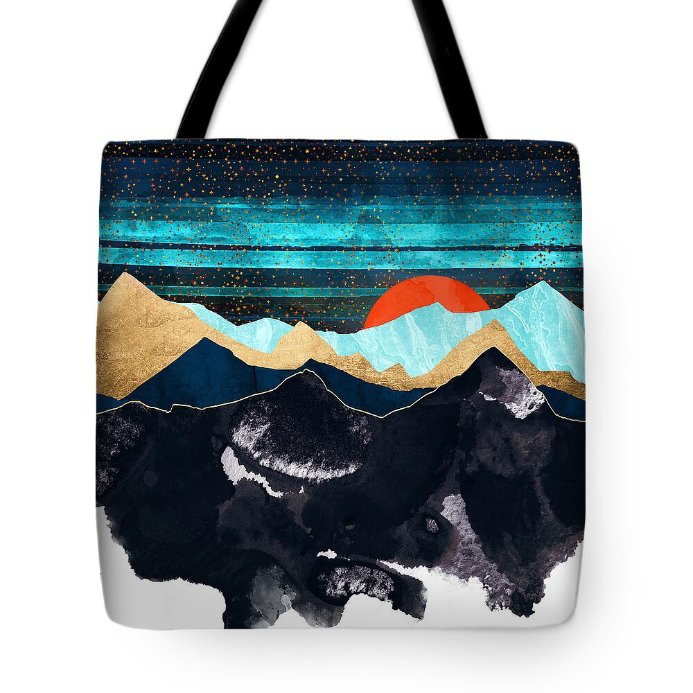 Amber Tote Bag featuring the digital art Amber Moon by Spacefrog Designs